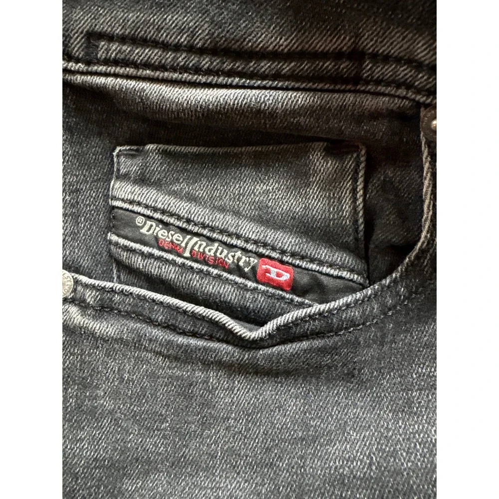 Diesel Library Mens Slim Fit Faded Black Grey Denim Jeans W31 L32 Stretch